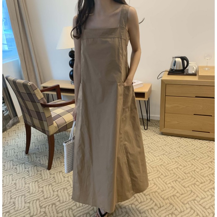 루어스룸 베가스 스퀘어넥 민소매 포켓 롱 원피스