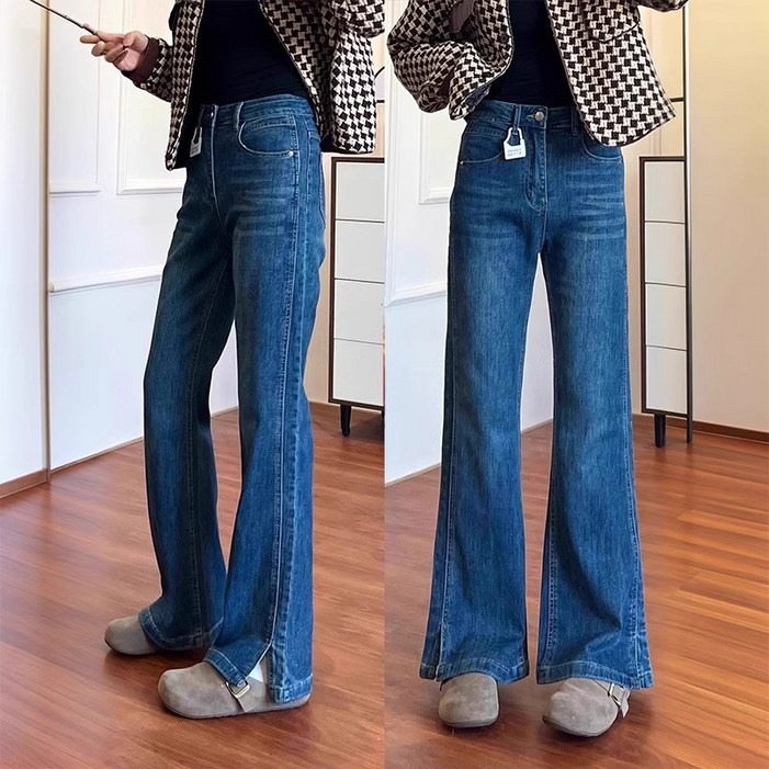 ANYOU 여자 청바지 스트레이트 진 하이웨이스트 와이드 핏 슬림핏 날씬해보이는