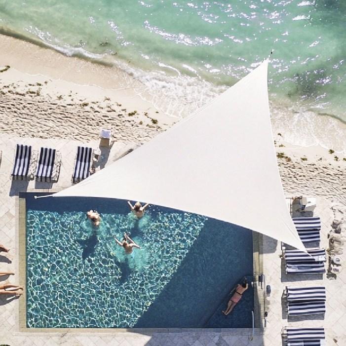 썬키다 썬쉐이드 그늘막 차광막 천막 야외 옥상 햇빛 가림막 삼각 사각 메쉬 2.0, 크림화이트