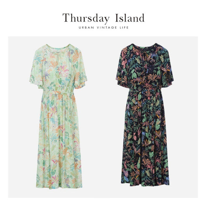 국내매장 정품 써스데이아일랜드 빅사이즈 루즈핏 원피스 임부복 태교여행 휴양지 리조트룩 임산부 체형커버 하와이안 플라워 ops