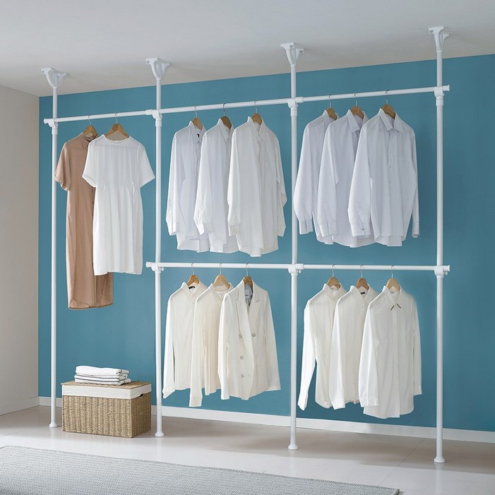 5단 무타공 튼튼한 행거 EF405 드레스룸 시스템 옷장 고정식 헹거