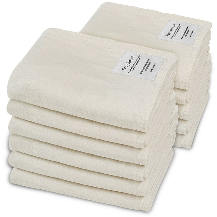 무형광 소창수건 100 순면 먼지적고 빠른건조 Stay house, 11개, 내추럴 컬러