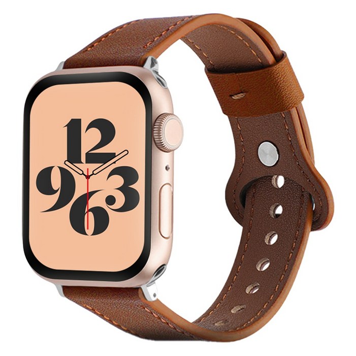 사라밴드 애플워치 호환 슬림 원버튼 레가토 링 스트랩, 카라멜 브라운, 1개