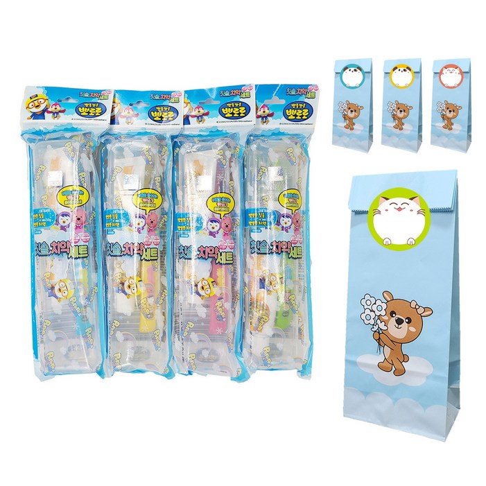 뽀로로 칫솔 치약 세트 4p 선물 포장 패키지 4p 세트