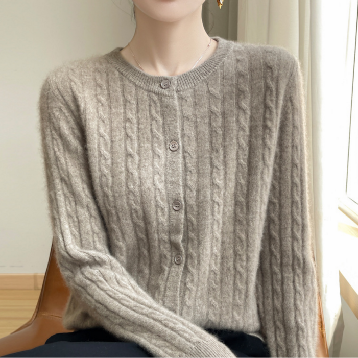 MS HOME 라운드 꽈배기 니트 가디건 데일리 여성용