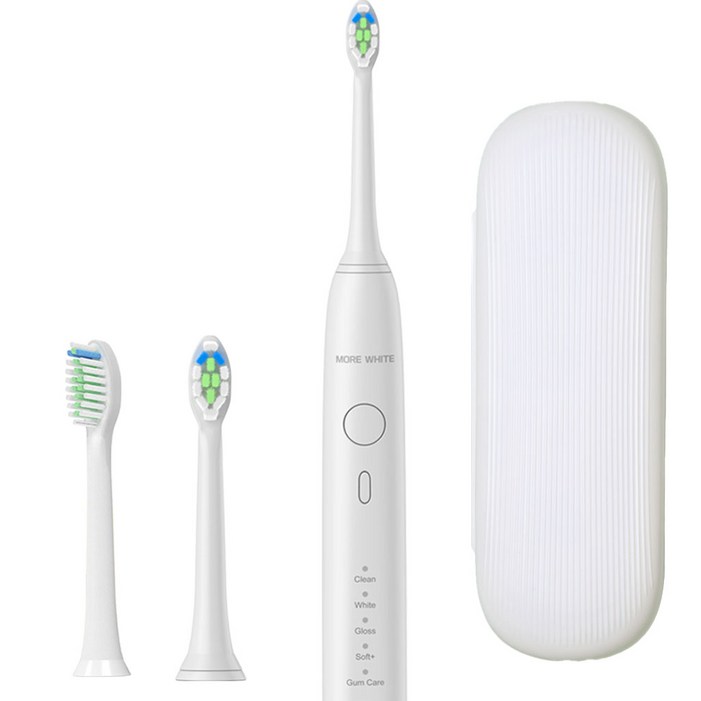 모어화이트 최신형 초미세 무선 음파 진동 초음파 전동칫솔 세트, 1세트, 화이트, 비바소닉 프로