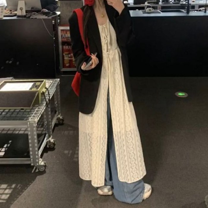 펀칭 롱원피스 퀄팅 원피스 패션 봄 청순 시원한 루즈핏 드레스 휴양지룩