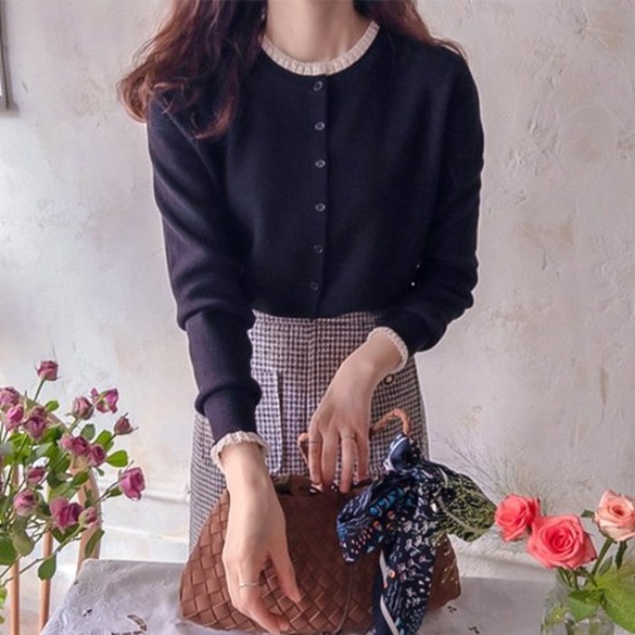 리린 코즈미 샤링레스넥 부드런스판 복원력좋은 가디건 2color 2443430