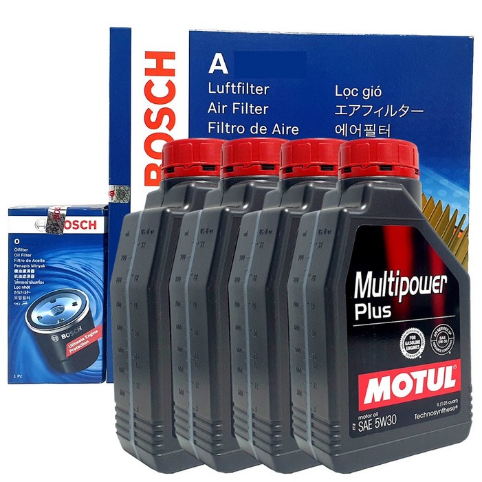 보쉬 QM6 2.0 Lpe 18년04 엔진오일 교환 셋트 필터 합성유 모튤 O1186A30425W30 4L, 4개, 5W30, 1L