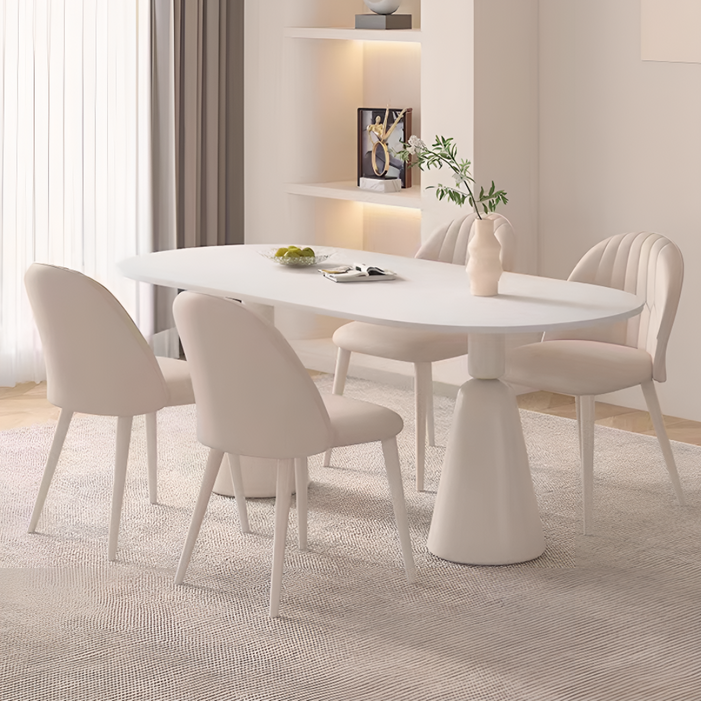 루벨리오 타원형 4인식탁 6인용식탁세트 세라믹식탁, 의자6개