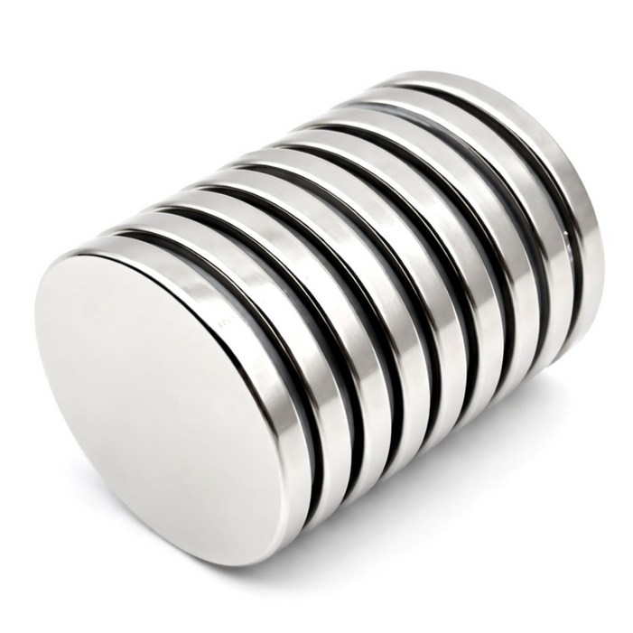마니코 초강력 네오디움 원형자석 지름50mm 두께5mm 산업용 강력자석 철판고정 고정용 흡착자석, 10개, 실버