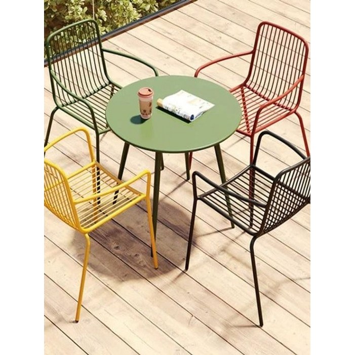 진화상점 야외용 컬러 테이블 의자 세트  야외테이블 야외의자 베란다테이블 카페테이블 테이블세트