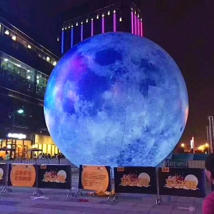 달 에어풍선 보름달 장식풍선 우주 과학 행사 장식품 포토존, 3 미터  달  조명  팬