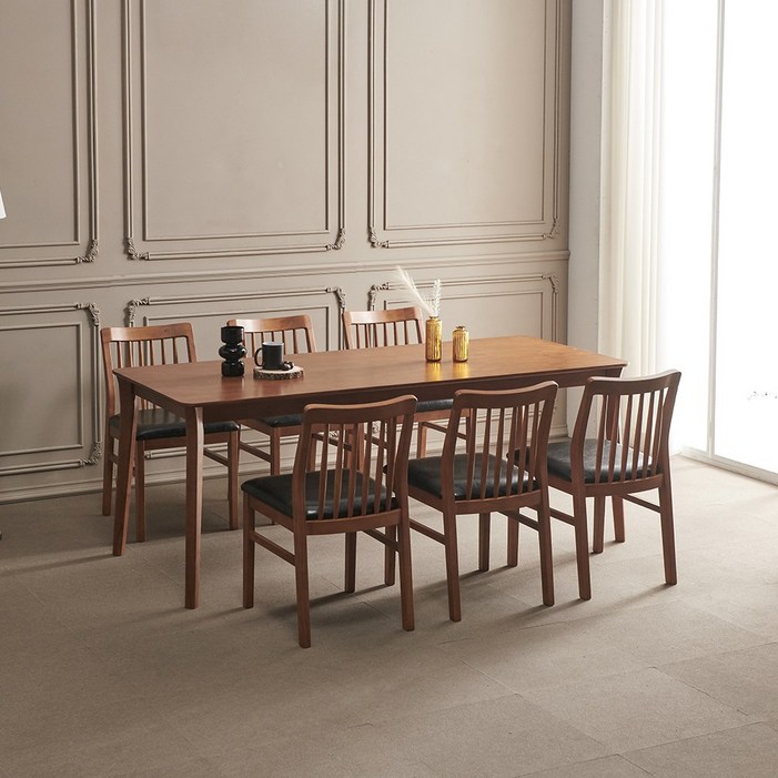 라로퍼니처 레이브 1900 고무나무 원목 6인 식탁 세트, 상세 설명 참조