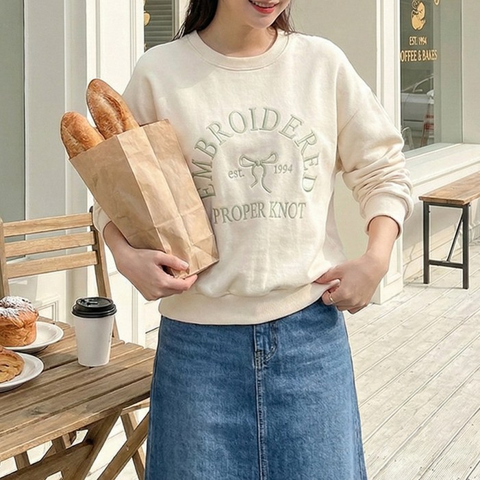 데일리앤 로빗 여성 레터링 루즈핏 맨투맨 봄 긴팔 티셔츠