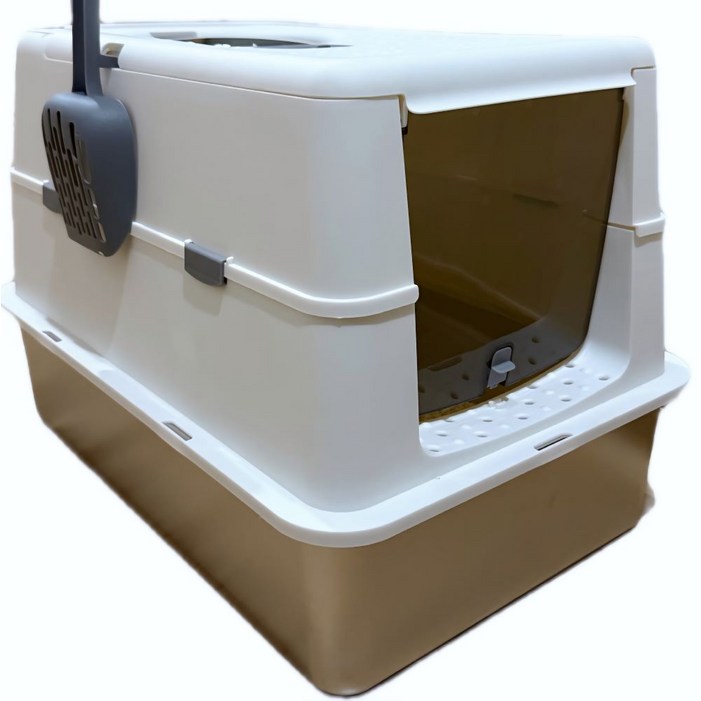 스테인레스 고양이 화장실 대형, 밀폐 오픈형 겸용 세균걱정NO 냄새걱정NO 청결유지 고양이 화장실, 1개, 스텐화이트