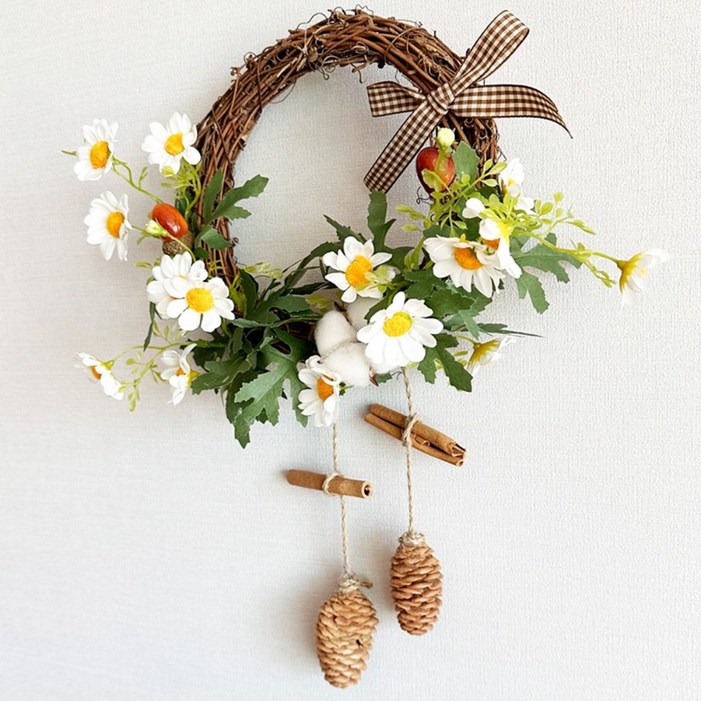 데이지 솔방울 모빌리스 / 만들기키트 미술활동 만들기수업 만들기세트 돌봄교실 가을만들기 DIY 리스만들기