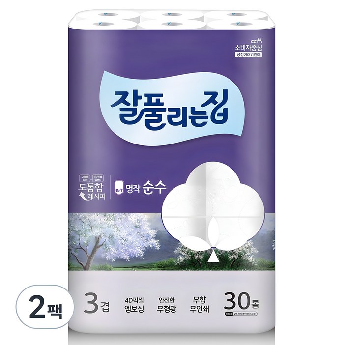 잘풀리는집 명작 순수 3겹 고급롤화장지