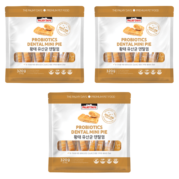 파미데이즈 강아지 유산균 덴탈껌, 황태맛, 320g, 3개