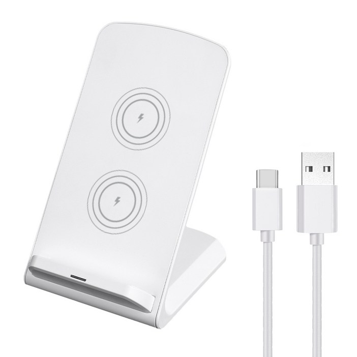 홈플래닛 광폭 듀얼코일 PD15W 무선고속충전 탁상용 거치대  C타입 케이블