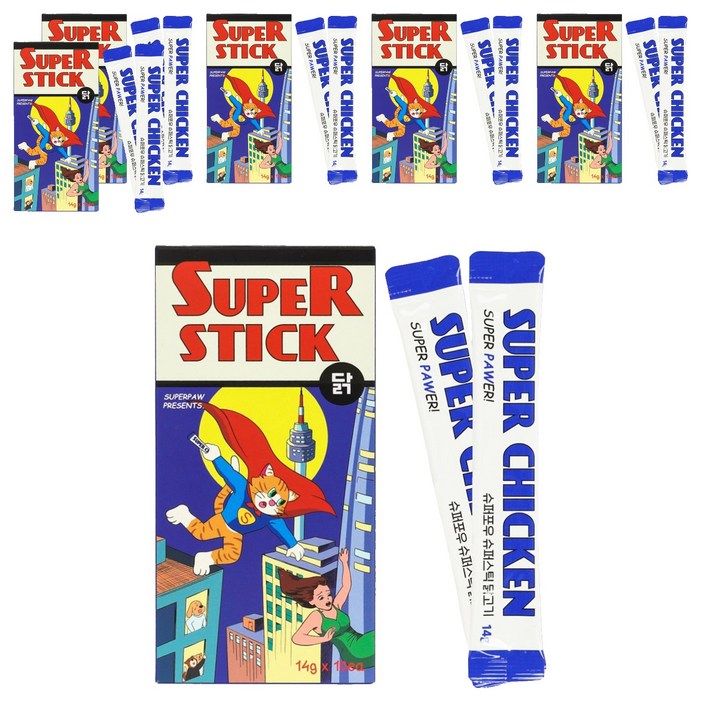 슈퍼포우 반려동물 슈퍼스틱 파우치 간식, 닭, 140g, 6개