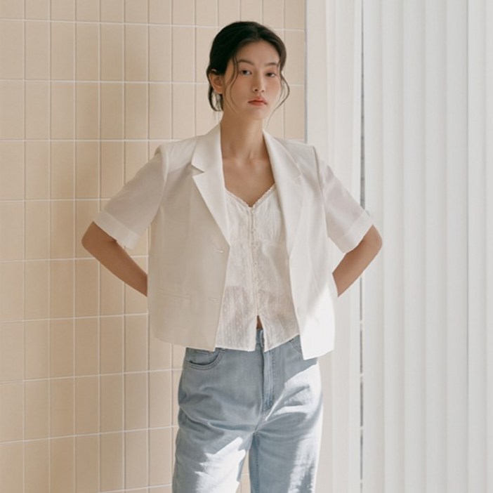 미쏘 여성용 테일러드 숏 반팔 자켓 미쏘 여성용 테일러드 숏 반팔 자켓