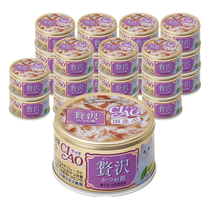 챠오츄르 이나바 고양이 제이타크캔, 가츠오부시참치닭가슴살 A145, 80g, 24개