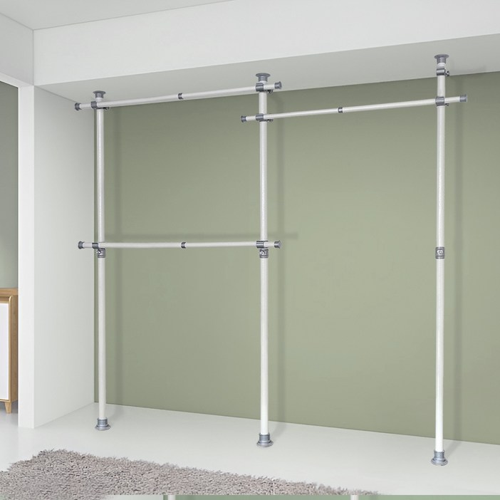 가화홈시스 굵은기둥 수납 3단 옷걸이 설치형 행거 B3300