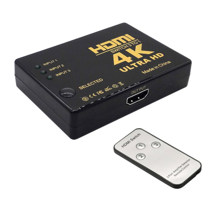 셀인스텍 HDMI SWITCH 3TO1 선택기 + 리모컨 세트