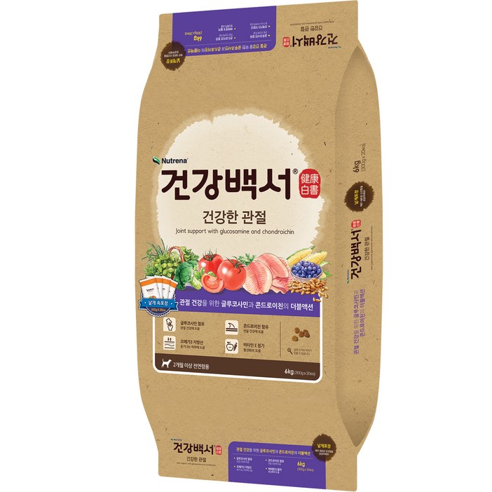 건강백서 전연령 건강한관절 강아지 기능성 사료, 뼈관절강화, 6kg, 1개 건강백서 전연령 건강한관절 강아지 기능성 사료, 뼈관절강화, 6kg, 1개