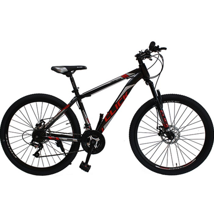 클릭 2023년형 프라임 26D MTB 자전거 반조립, 블랙  레드, 1개