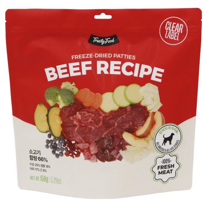 트러스티푸드 전연령 강아지 동결건조 비프패티 포크 사료, 소, 150g, 1개 트러스티푸드 전연령 강아지 동결건조 비프패티 포크 사료, 소, 150g, 1개