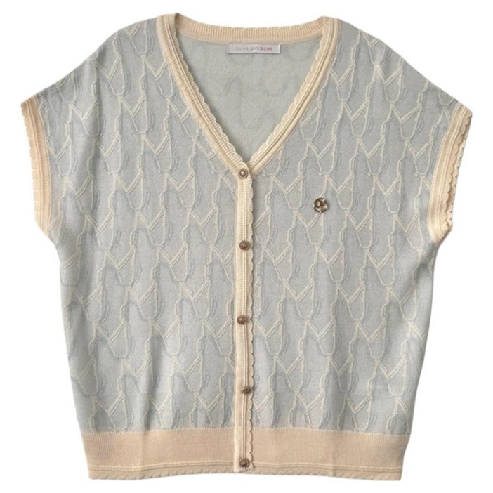 올리브데올리브 여성용 V넥 웨이브라인 배색 가디건