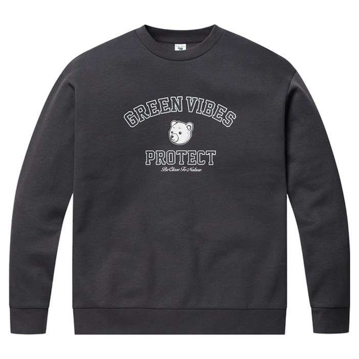 프로젝트엠 남녀공용 문베어 세미오버핏 플리스 맨투맨