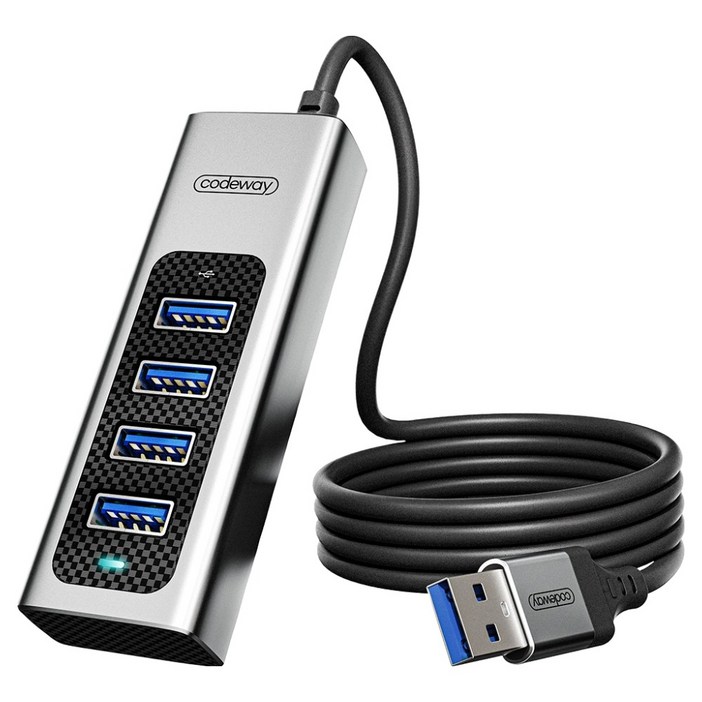 코드웨이 USB 3.0 타입 노트북 멀티허브 4포트, 그레이1.4m, 1개