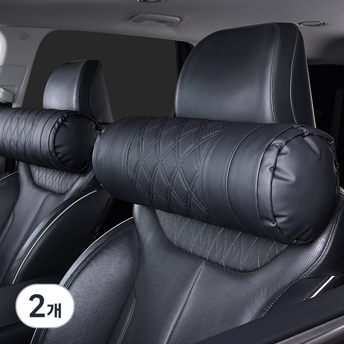 메이튼 차량용 순정컬러 초대형 목쿠션, 블랙, 2개