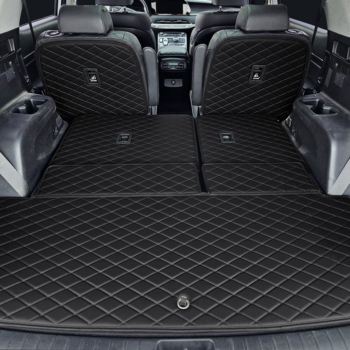 모모토 프리미엄 매트 2열 등받이+3열 등받이+트렁크, 블랙, 현대 팰리세이드 7인승 2018년형~