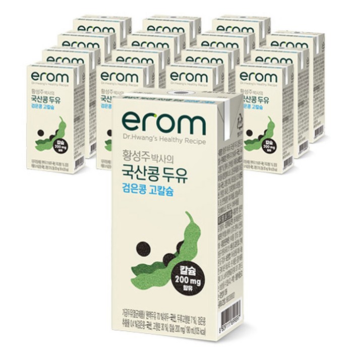 이롬 황성주 박사의 국산콩 두유 검은콩 고칼슘, 190ml, 16개