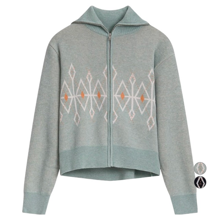 올리브데올리브 여성용 패턴 짜임 시보리 집업 니트 가디건