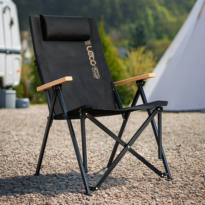 레토 각도조절 릴렉스 접이식 롱 캠핑의자, 블랙, 1개