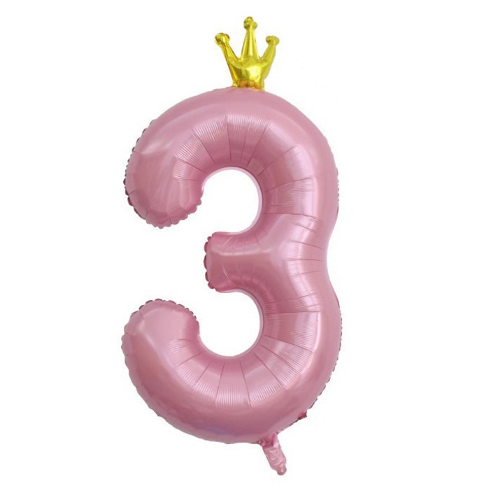이자벨홈 생일파티 왕관 숫자 풍선 3 초대형, 핑크, 1개 이자벨홈 생일파티 왕관 숫자 풍선 3 초대형, 핑크, 1개
