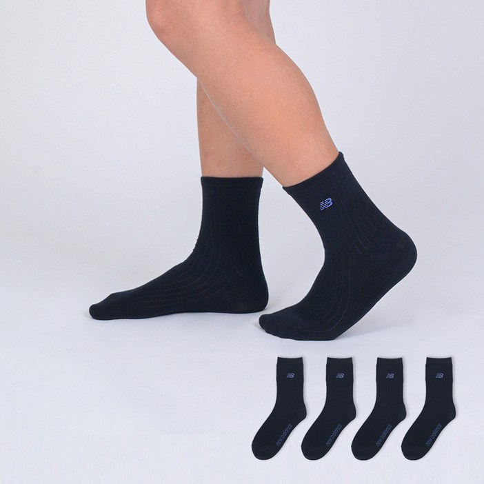 뉴발란스 남성용 베이직 자수 중목 골지양말 4켤레