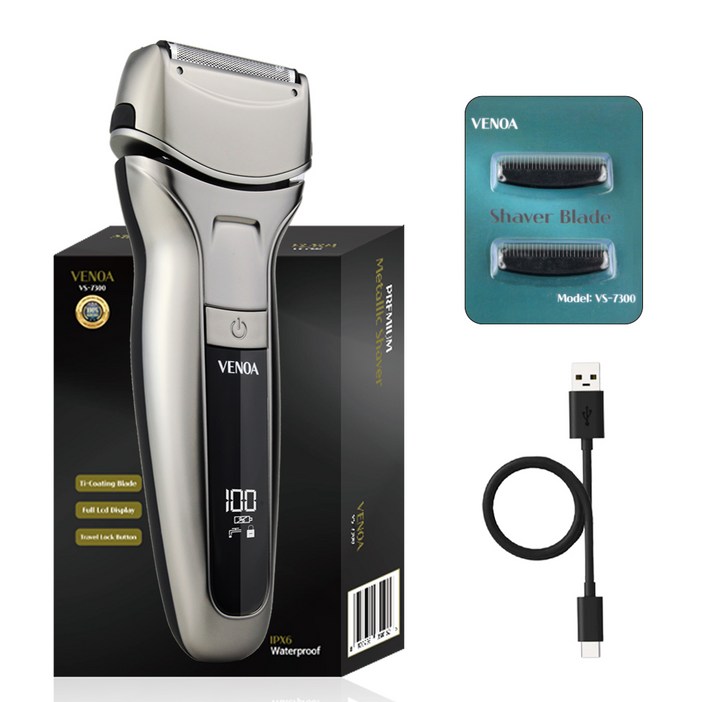 베노아 메탈릭 프리미엄 티타늄 코팅날 방수 전기면도기, VS7300, 메탈릭실버