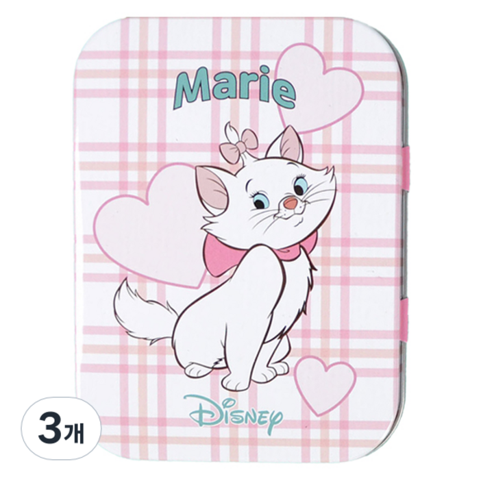 디즈니 캐릭터 틴케이스 마리, 혼합색상, 3개