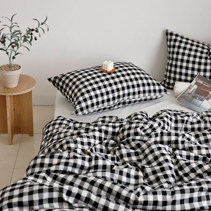 까사베르데 블랑드 깅엄 체크 이불커버