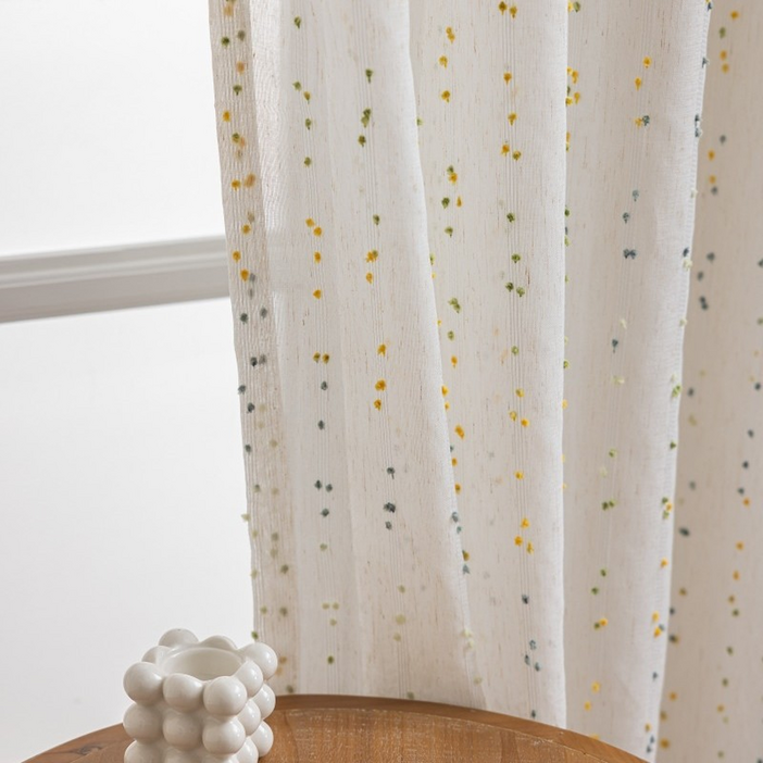 픽노아 포근한 무드의 레트로 무지개 거즈 커튼 펀칭형