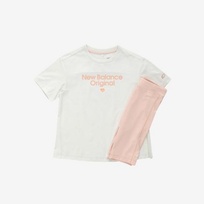 뉴발란스키즈 여아용 NBgC Athleisure 롱 티셔츠  5부 레깅스 세트