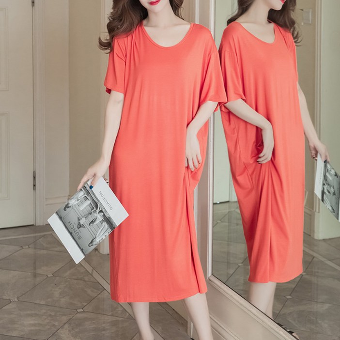 구디프 라운드 반팔 루즈핏 원피스