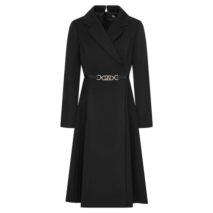 라인어디션 사이드 플리츠 벨티드 원피스