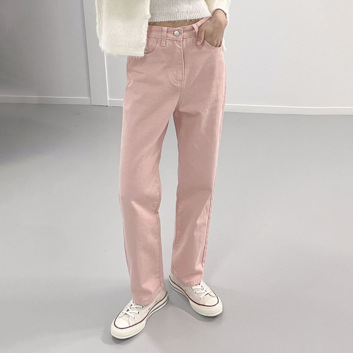 플랜데이 여성용 피터 캐주얼 롱 일자핏 컬러 코튼 팬츠 플랜데이 여성용 피터 캐주얼 롱 일자핏 컬러 코튼 팬츠